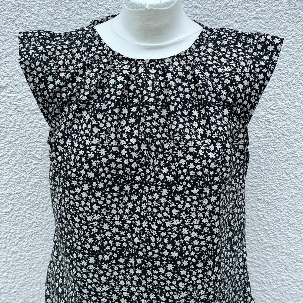 PEACOCKS Black Floral Blouse Size 12 - Picture 12 of 12